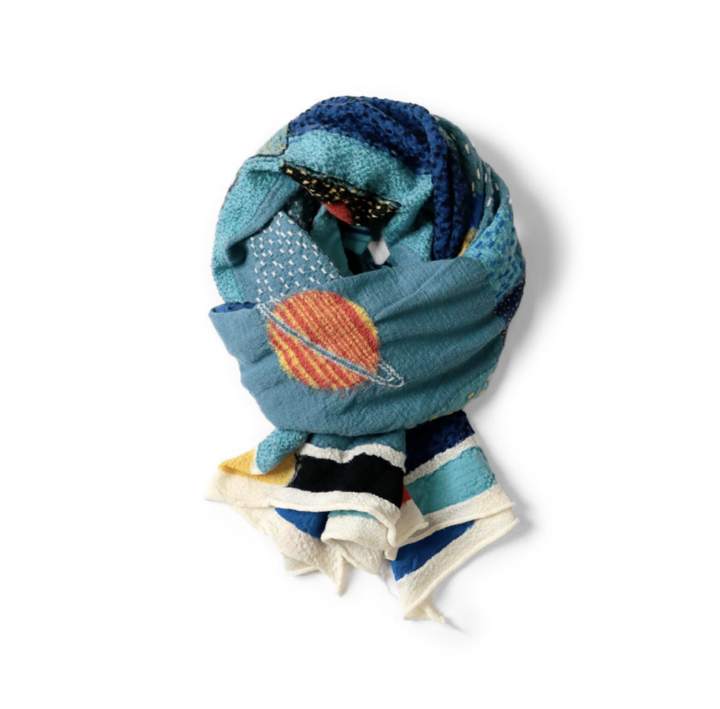 Wool Scarf UNIVERSE Gabbeh Blue