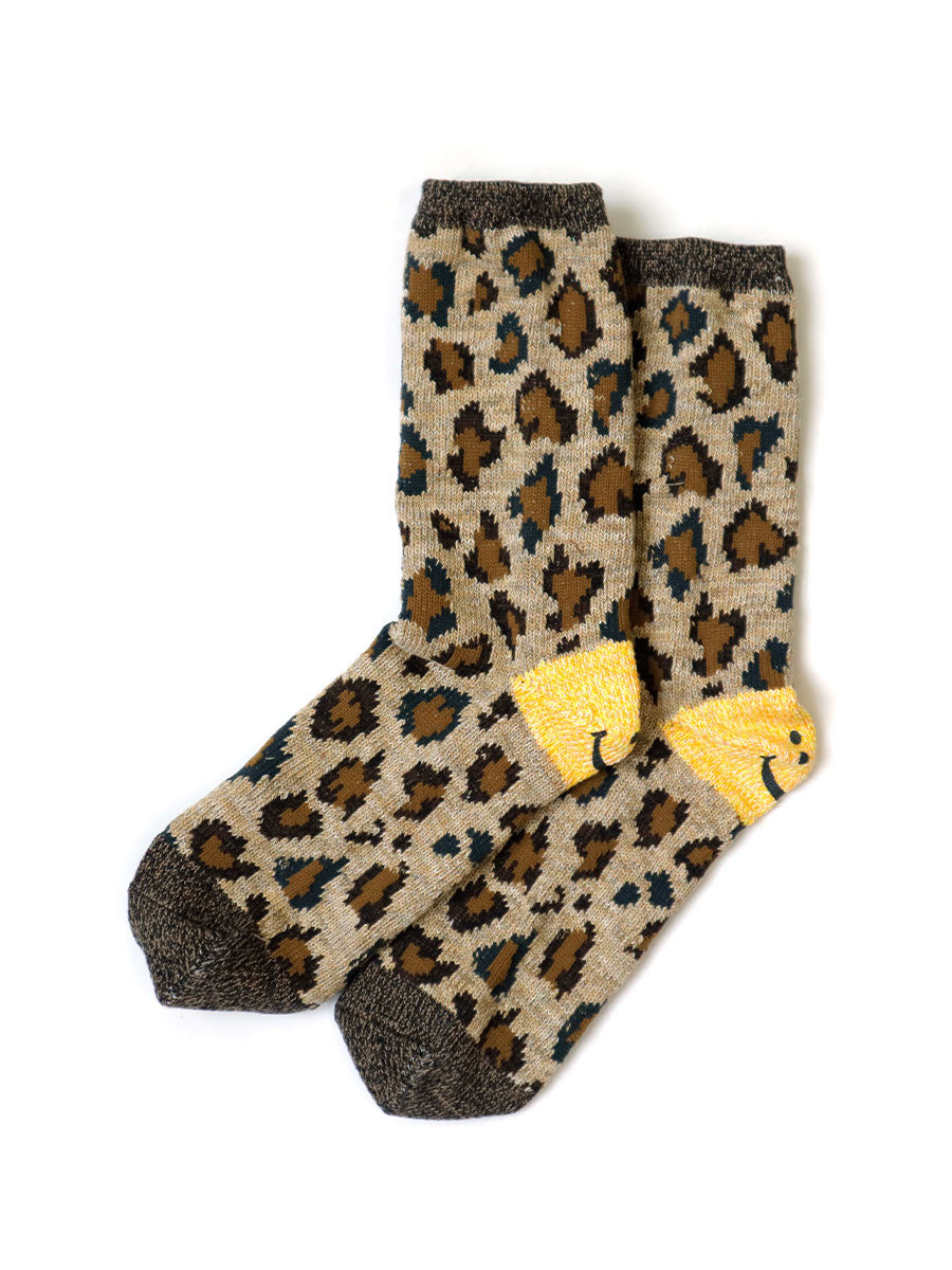 Smiley Socks Leopard Brown