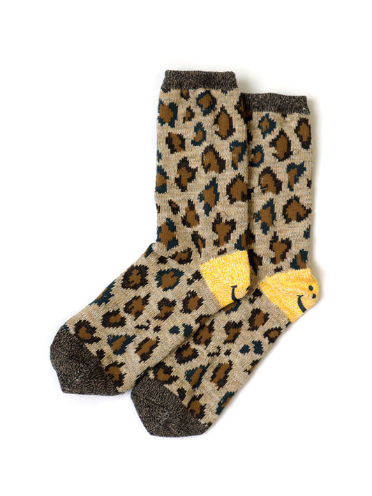 Smiley Socks Leopard Brown