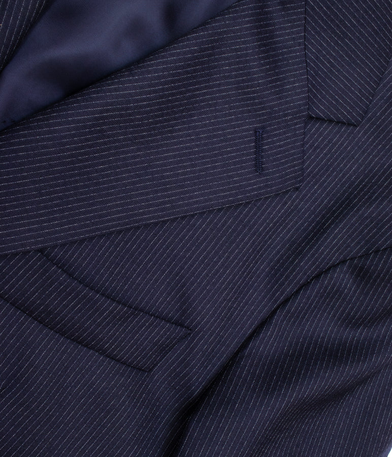 Wool Suit Navy Stripe