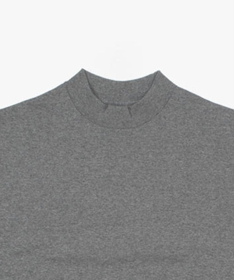 Mock Neck T Shirt H.Grey