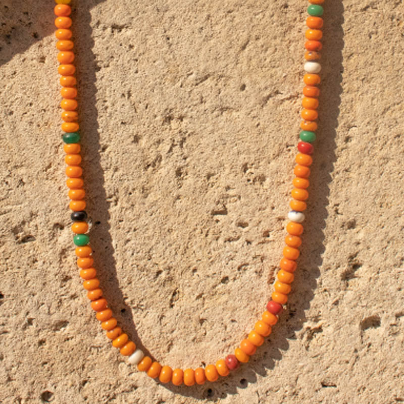 Beads Necklace Orange Multicolor