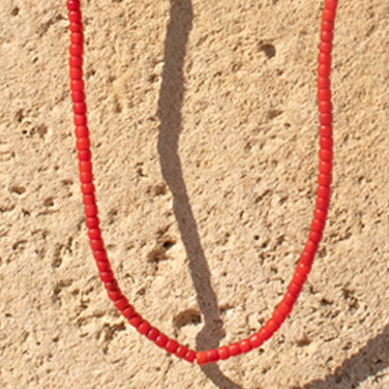 Beads Necklace Red Vintage