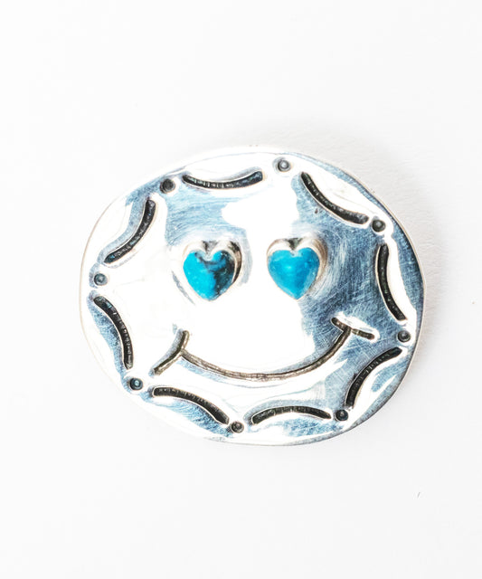 Pin Heart Smile Turquoise