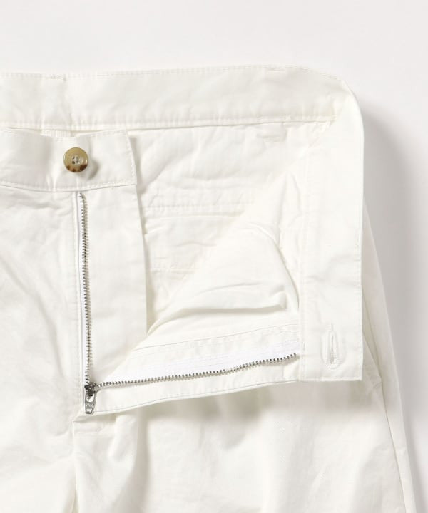 1 Pleat Twill Pants White