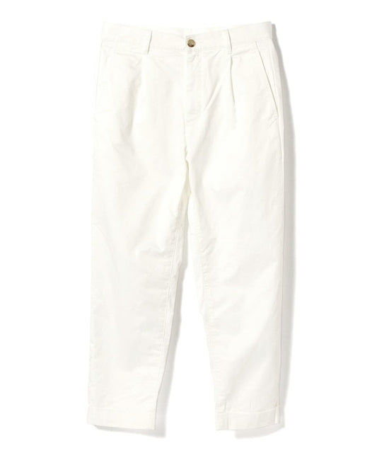 1 Pleat Twill Pants White