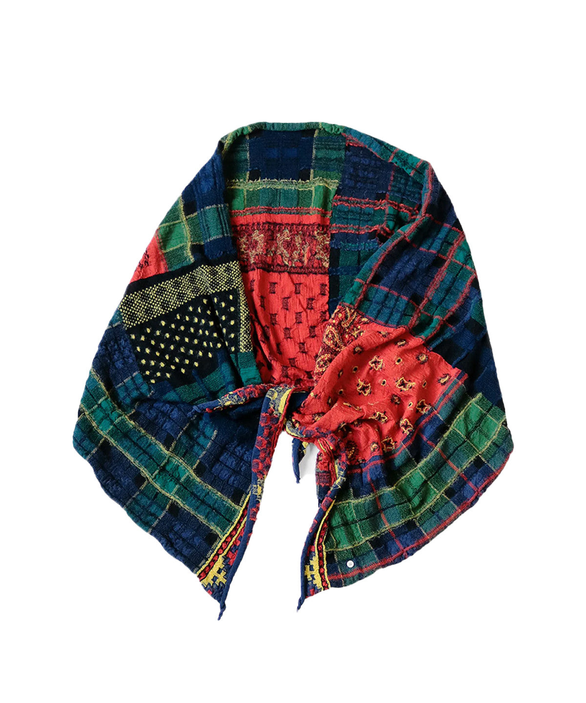 Wool Scarf TARTAN Bandana Navy