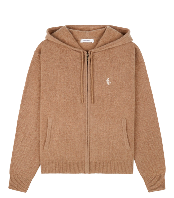 Cashmere Zip Hoodie Camel