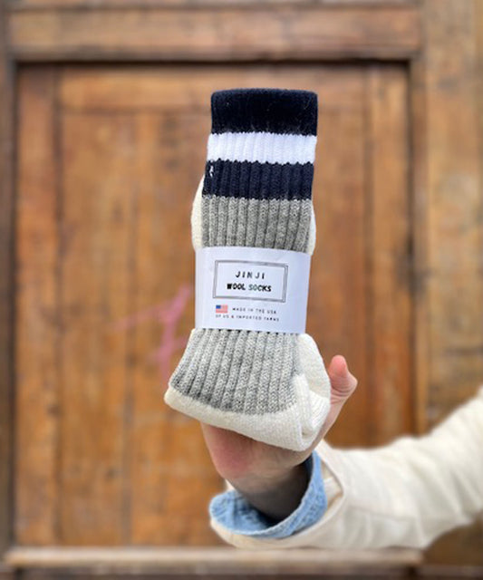 JINJI Wool Socks Grey/Navy