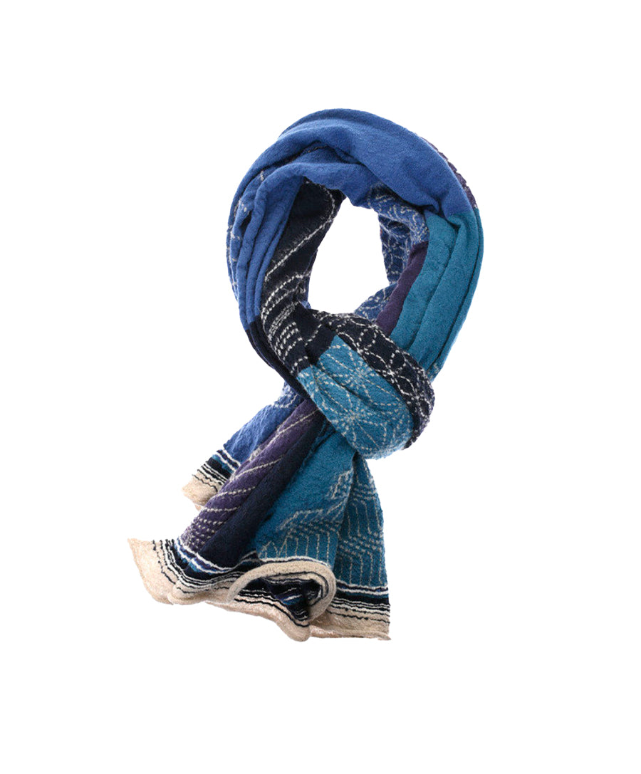 Wool Scarf Furoshiki Blue