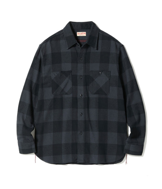 Twill Check Work Shirt Black