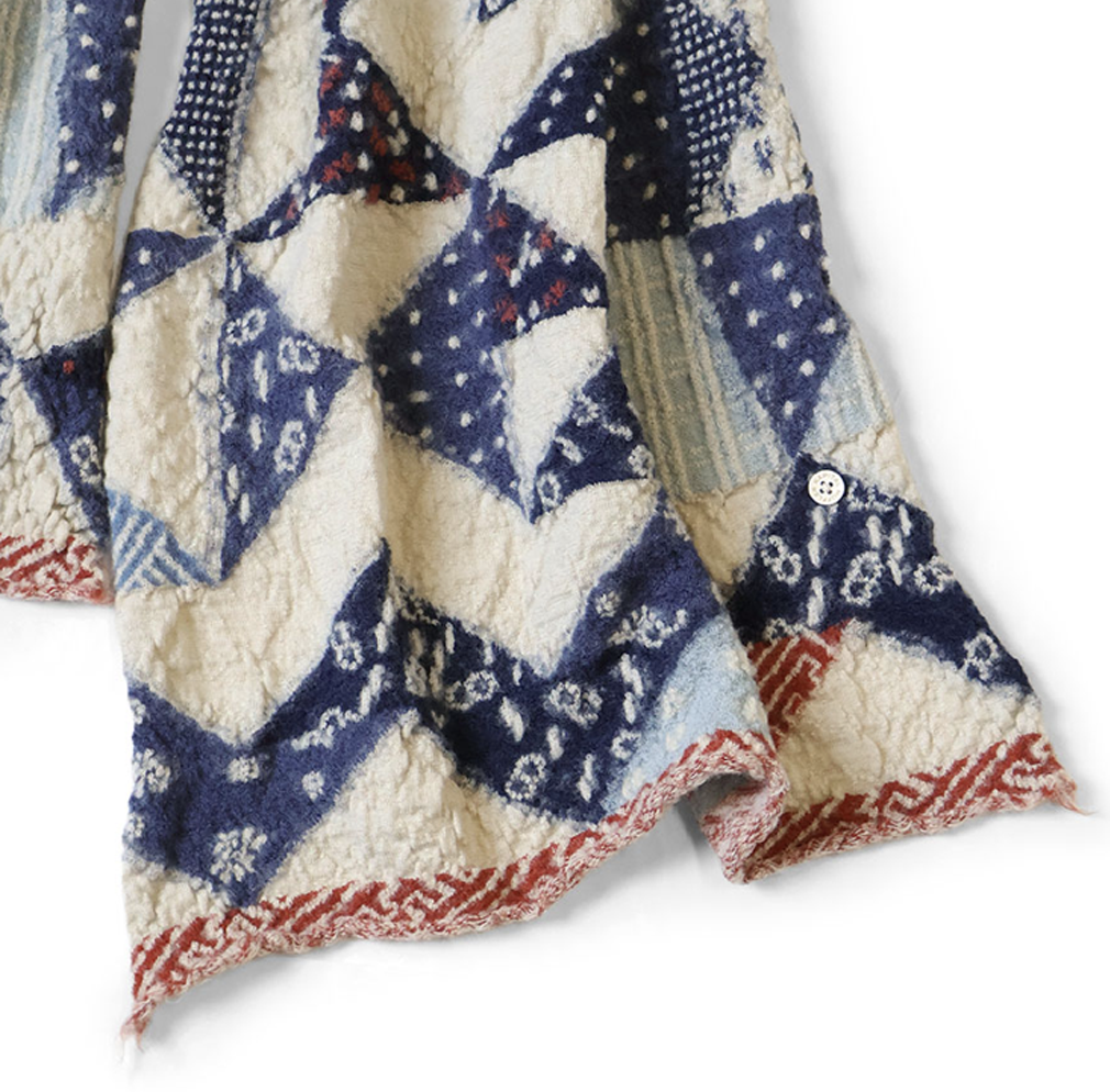 Wool Happy Scarf Indigo Rag Natural