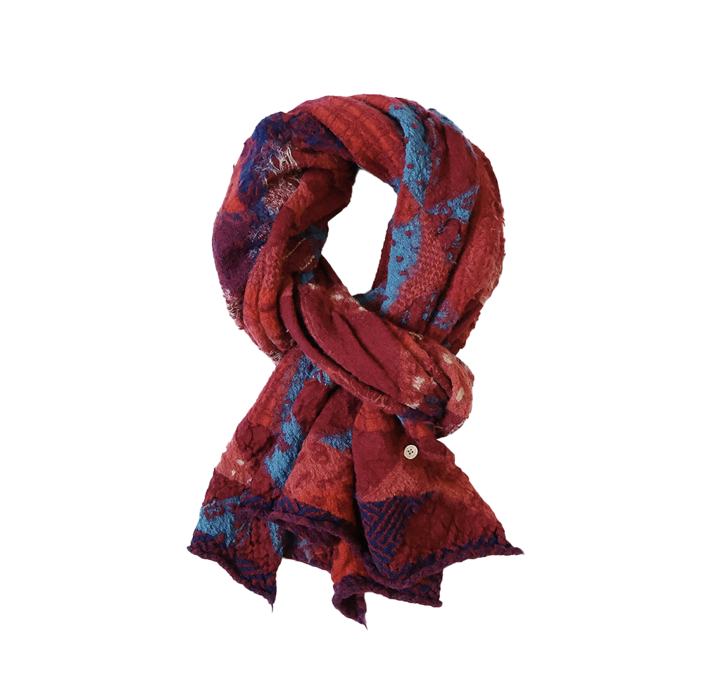 Wool Happy Scarf Indigo Rag Red