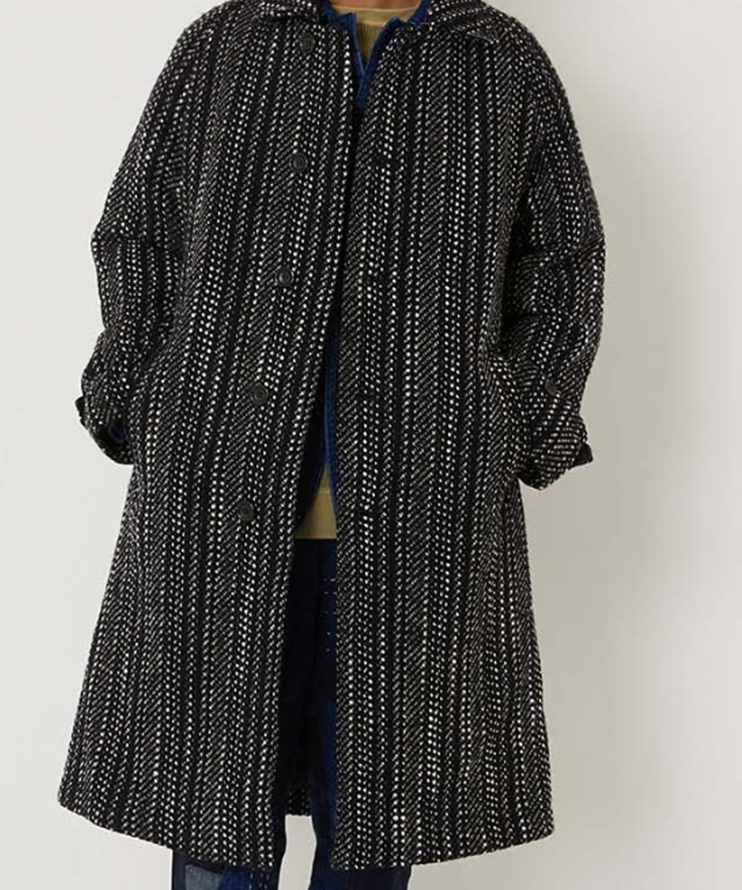 Woven Tweed Coat Black