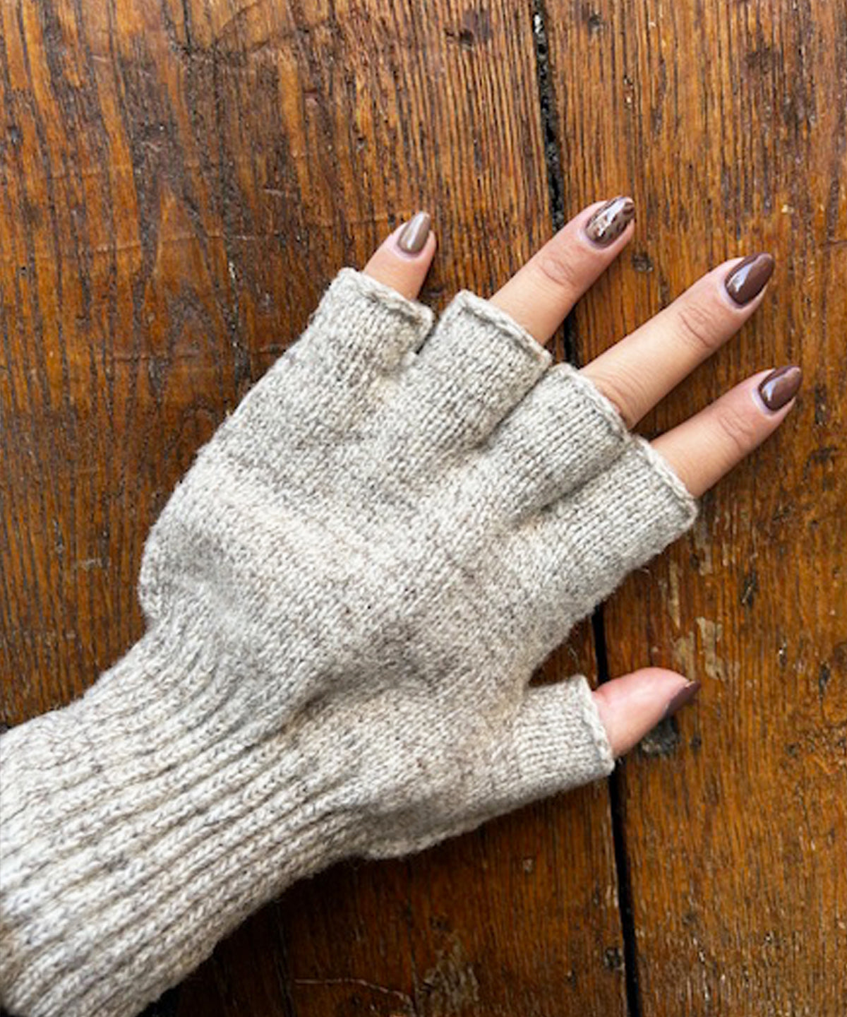 Brown Tweed Mitten Gloves