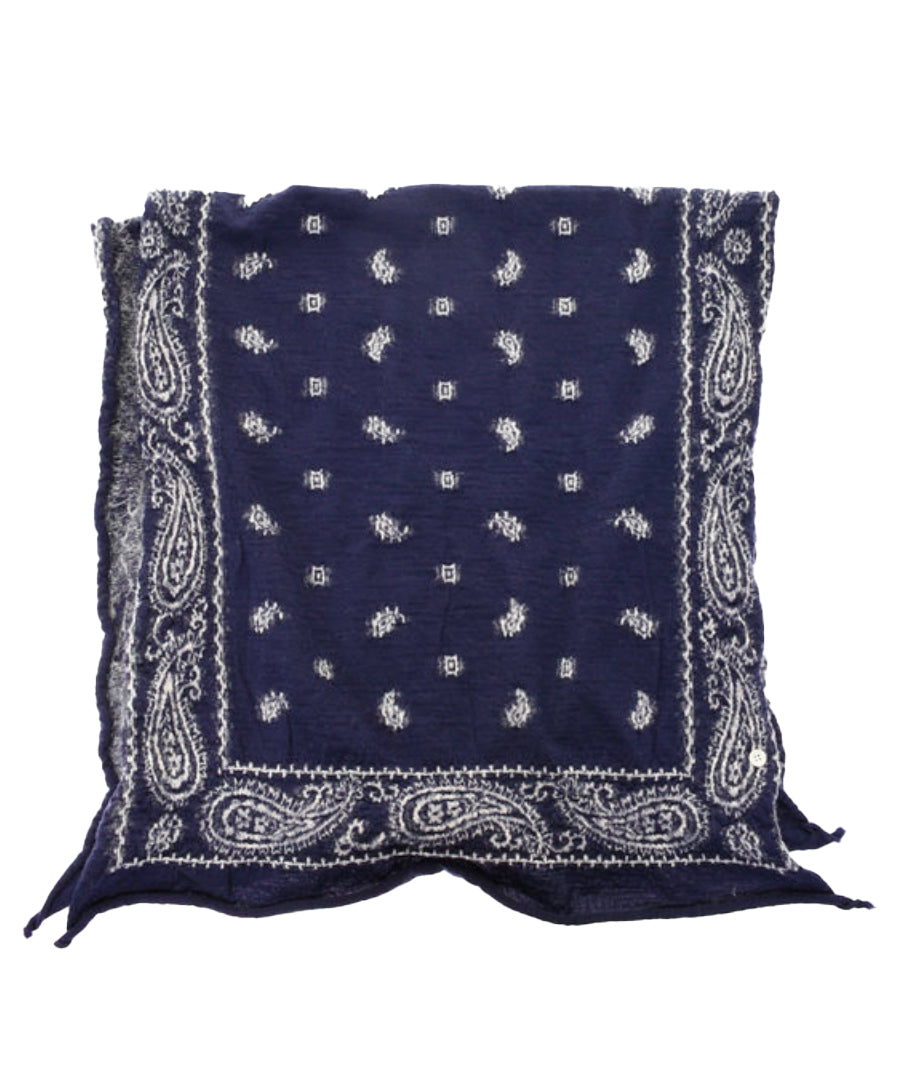 Wool Scarf PAISLEY BANDANA Navy