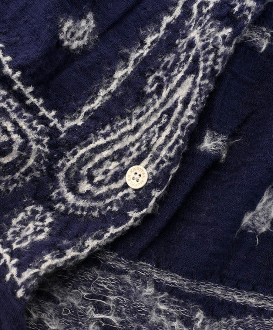 Wool Scarf PAISLEY BANDANA Navy