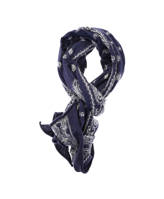 Wool Scarf PAISLEY BANDANA Navy