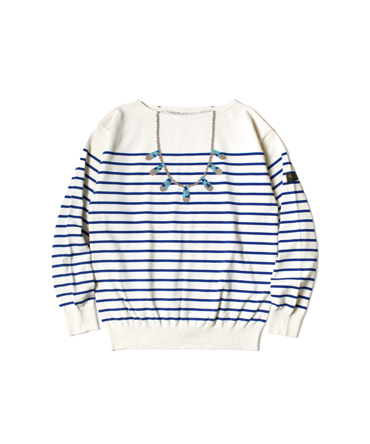 12G Panel Stripe Boat-Neck Sweater
