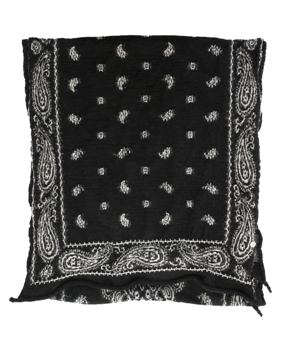 Wool Scarf PAISLEY BANDANA Black