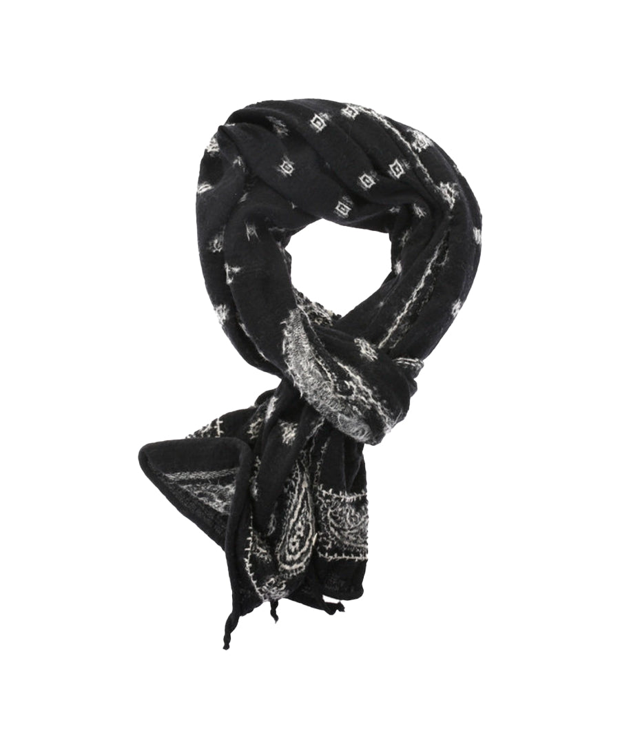 Wool Scarf PAISLEY BANDANA Black