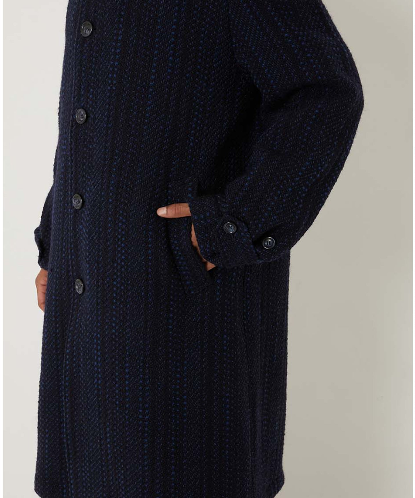 Woven Tweed Coat Navy