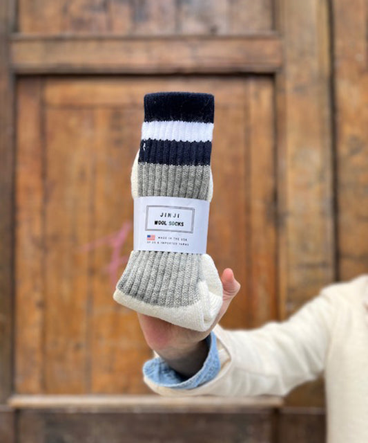 JINJI Wool Socks Grey/ Navy