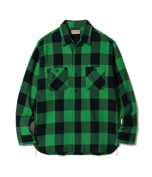 Twill Check Work Shirt Green