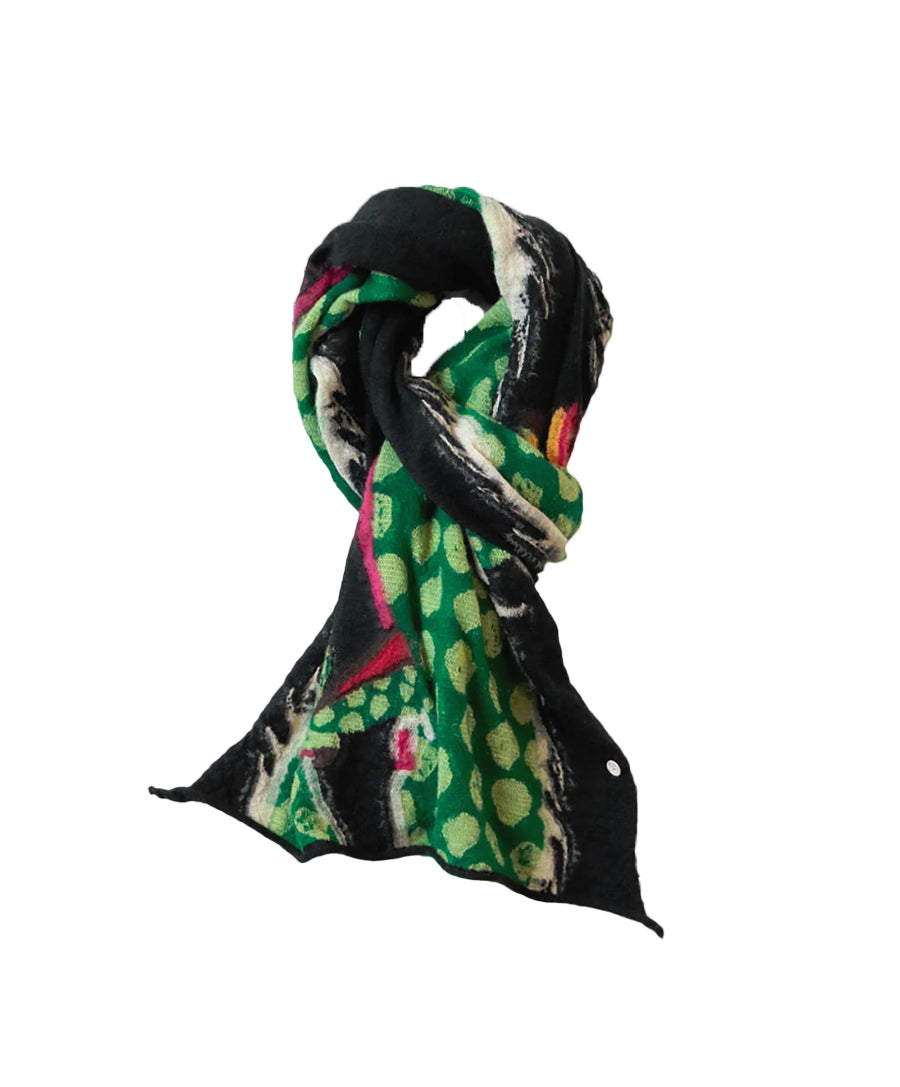 Wool Scarf Dragon Dance Black